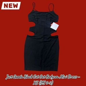 New NWT Just Queela Black Cut Out Bodycon Mini Dress – XS (US 0-2)